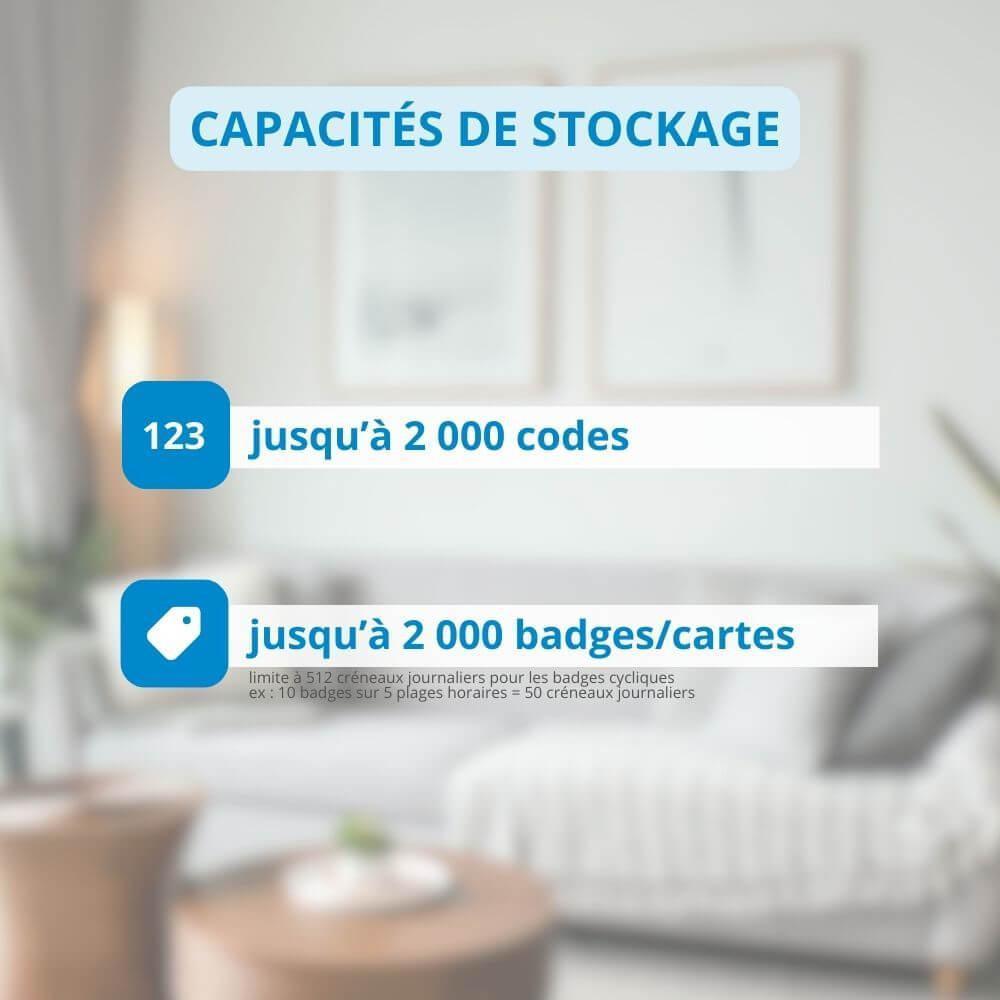 Capacités de codes et badges pour la serrure connectée LOCKY-7