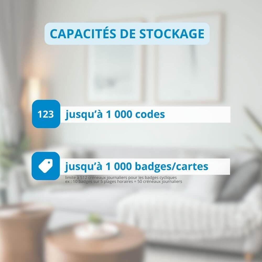 Capacités de codes et badges pour la serrure connectée LOCKY-10