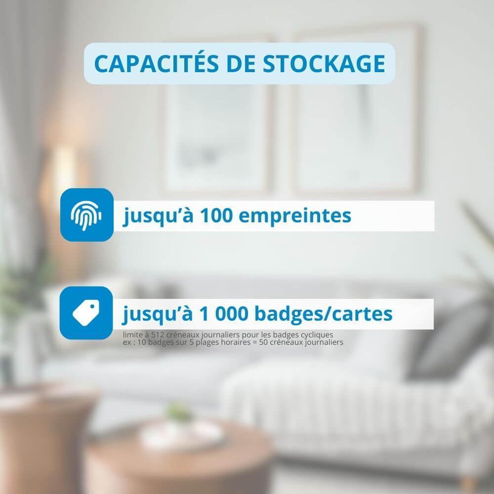 Capacités d'empreintes et badges pour la serrure connectée LOCKY-10