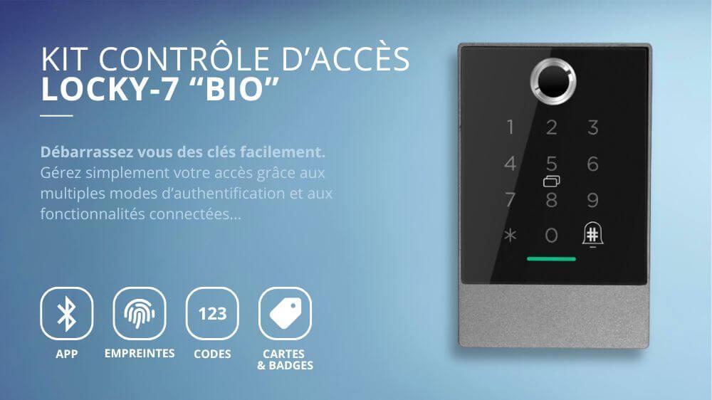 Kit de contr&ocirc;le d'acc&egrave;s connect&eacute; &agrave; empreintes, codes et badges LOCKY-7