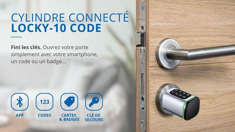 Cylindre de serrure connecté LOCKY-10 CODE Cylindre connecté électronique LOCKY-10 CODE