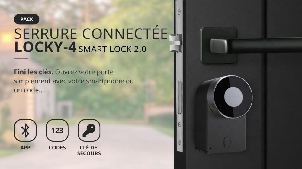 Pack Serrure connect&eacute;e &eacute;lectronique LOCKY-4 Smart Lock 2.0